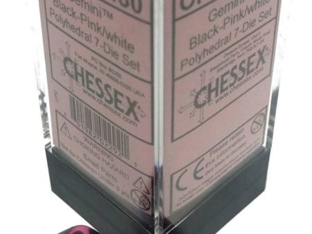 Chessex Dice Gemini Polyhedral 7-Die Set Black-Pink White (CHX 26430) Online Hot Sale