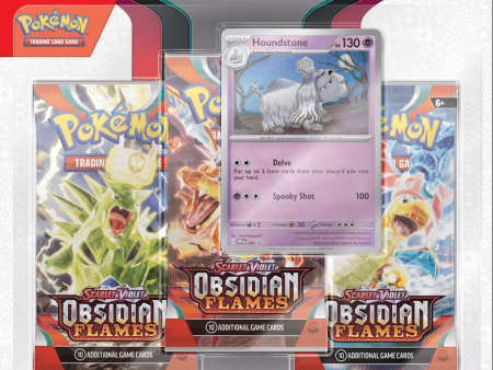 Pokemon Scarlet and Violet Obsidian Flames 3 Pack Blister - Houndstone Fashion