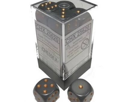 Chessex Dice Opaque Dark Grey Copper 12 d6 (CHX 25620) Online