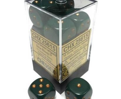 Chessex Dice Opaque Dusty Green Copper 12 d6 (CHX 25615) Supply