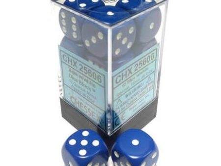 Chessex Dice Opaque Blue White 12 d6 (CHX 25606) on Sale