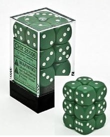 Chessex Dice Opaque Green White 12 d6 (CHX 25605) Online Hot Sale