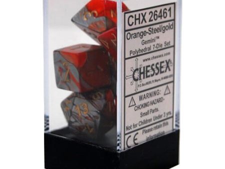 Chessex Dice Gemini Polyhedral 7-Die Set Orange-Steel Gold (CHX 26461) Online